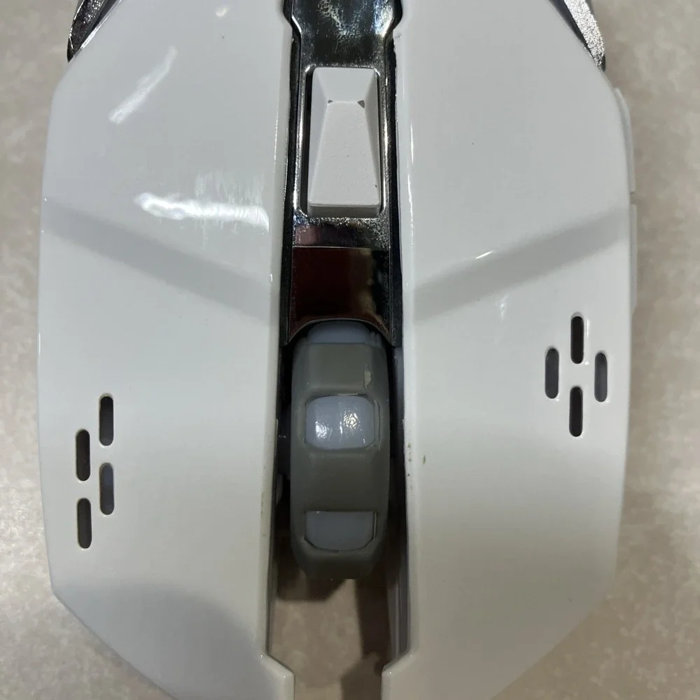 Mamba Snake Wired Gaming Mouse RGB LED White Chrome Braided USB Cable Ergonomic